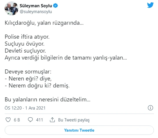Bakan Soylu'dan Kılıçdaroğlu'na sert tepki: Ayıptır, günahtır, yazıktır